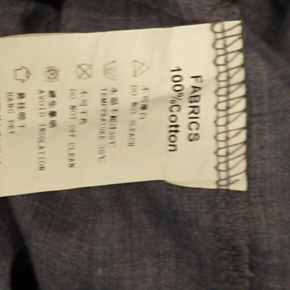 TWO-SIDED Button Down Banded Collar Men's Long Sleeve Shirt, Size Large, Blue - Picture 5 of 5